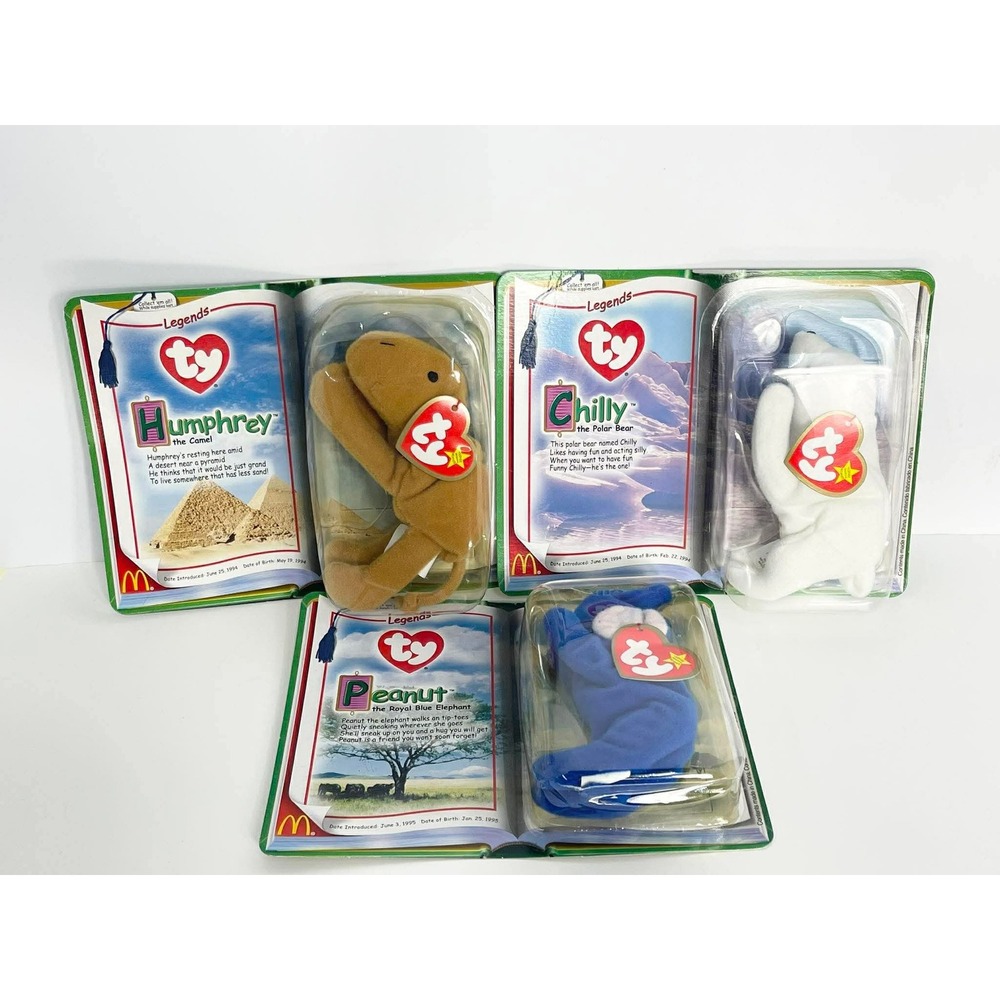 McDonalds Ty Teenie Beanie Babies 2000 Legends Peanut Chilly Humphrey‎ Set VTG